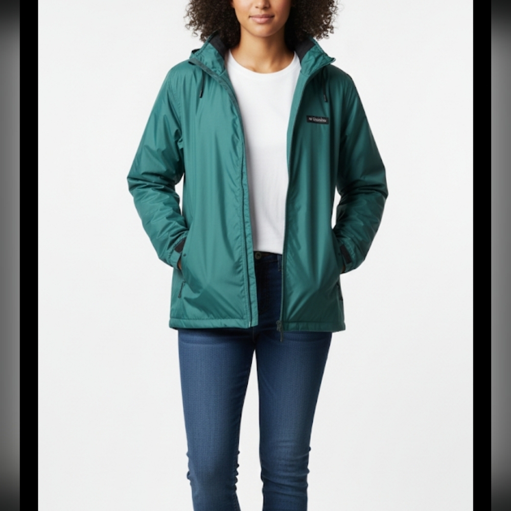 Columbia unisex Green full zip rain jacket size XL oversize